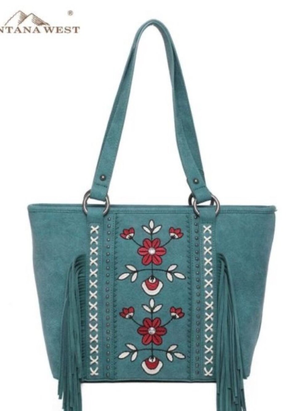 Wrangler Fringe Concealed Carry Tote Turquoise NWT